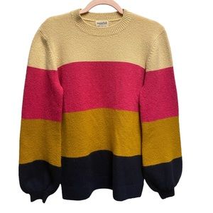 SUGARHILL BRIGHTON Colorblock Puff Sleeve Sweater